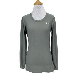 Under Armour Shirt Womens S Small Titanium Fitted Heatgear Long Sleeve Stretch